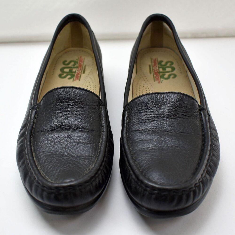 SAS Tripad Comfort Loafers Women's 8.5 N Black Leather Moccasin Toe Slip On